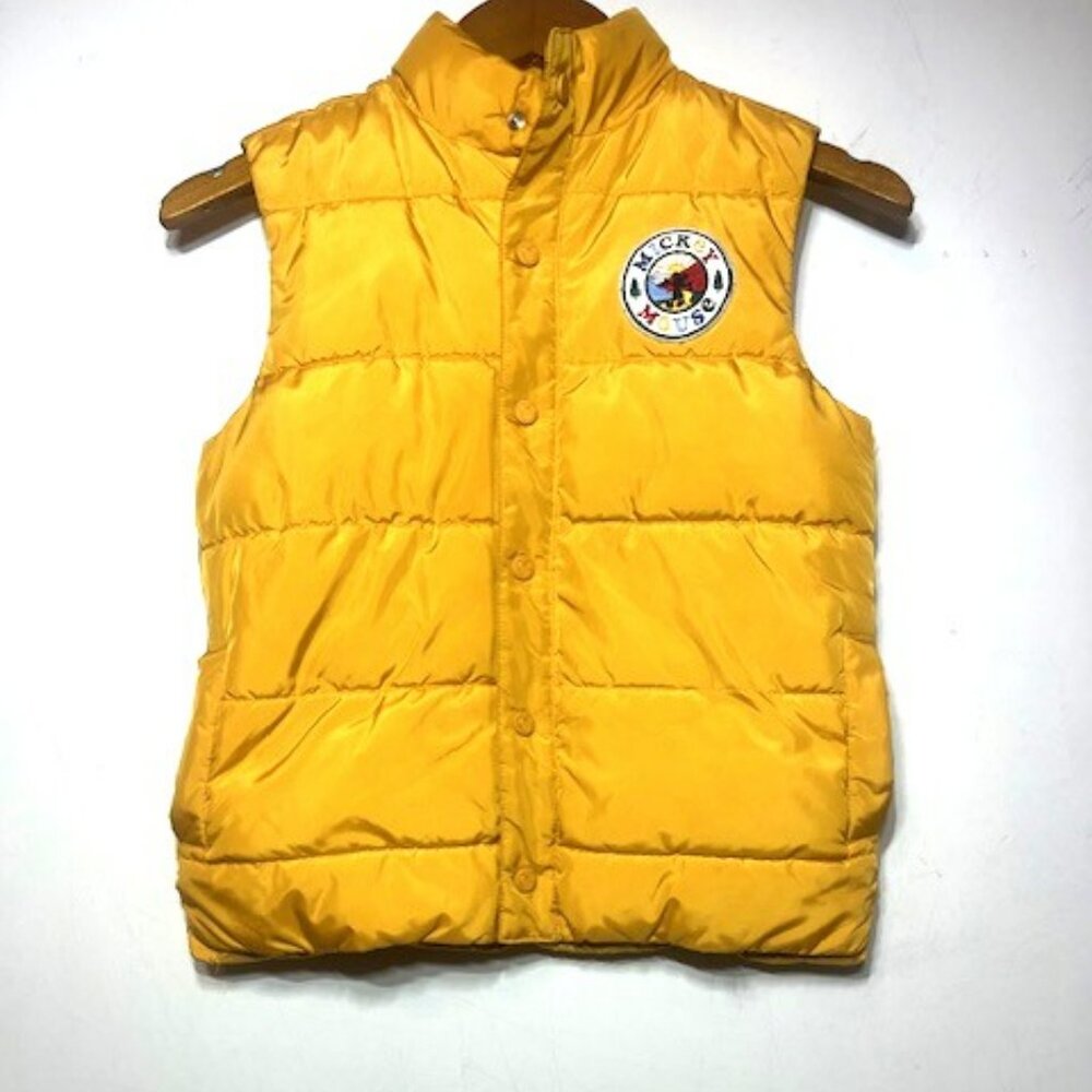 Janie & Jack X‎ Disney Mickey Mouse Winter Warm Yellow Button Puffer Vest Sz 7/8
